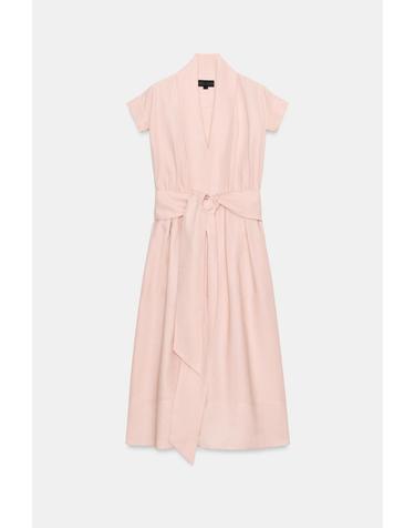 자라 린넨 혼방 벨트 셔츠 미디 원피스 2266/015/942 BEIGE-PINK