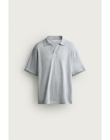 자라 100% 린넨 니트 반팔 폴로셔츠 4216/302/423 PASTEL BLUE