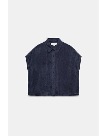자라 오버사이즈 배트윙 반팔 셔츠 6929/267/401 NAVY BLUE