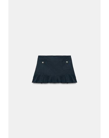 자라 러플 헴 포켓 미니 스커트 5854/514/407 BLUE