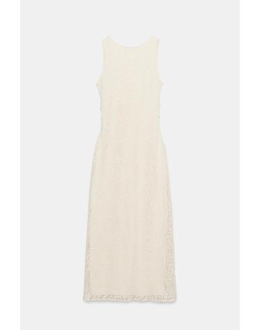 자라 크로셰 비즈 컷아웃 민소매 미디 원피스 0387/163/251 OYSTER-WHITE