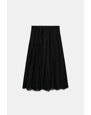 자라 A라인 플리츠 미디 스커트 2560/209/800 BLACK