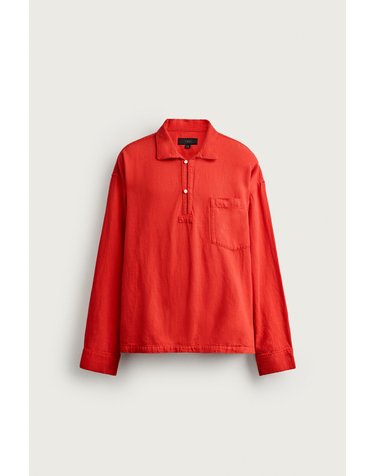 자라 릴렉스핏 린넨 혼방 긴팔 폴로셔츠 1820/345/600 RED
