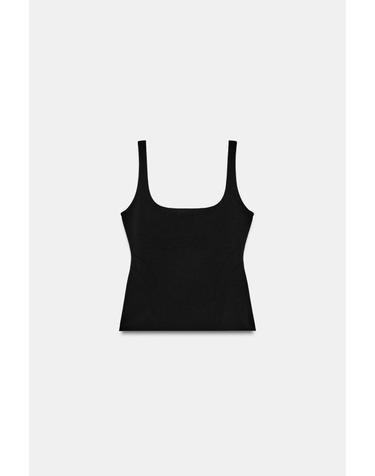 자라 코르셋 스퀘어넥 스트레치 민소매 탑 5584/806/800 BLACK