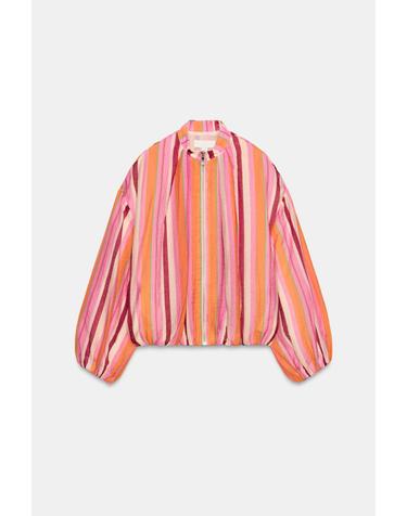 자라 스트라이프 하이넥 집업 봄버 자켓 7782/150/330 MULTICOLOURED