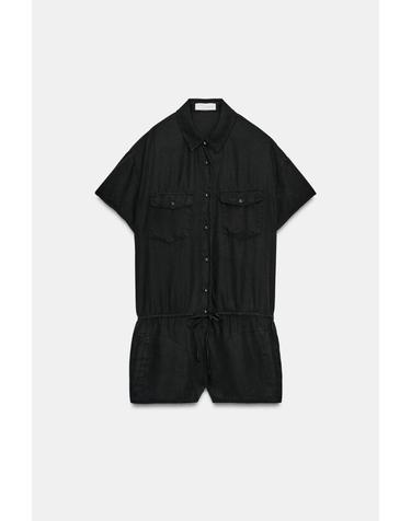 자라 플랩 포켓 드로스트링 반팔 점프수트 6929/486/800 BLACK
