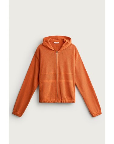 자라 오픈니트 후드 집업 오버셔츠 6085/391/615 ORANGE