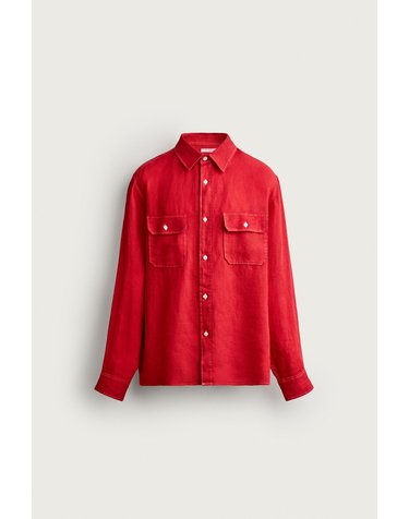 자라 린넨 레귤러핏 플랩 포켓 오버셔츠 3090/012/600 RED