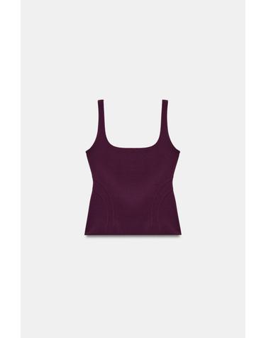 자라 스트레치 코르셋 스트랩 탑 5584/806/667 DARK AUBERGINE