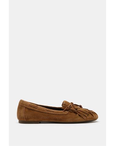 자라 스플릿 스웨이드 프린지 플랫 로퍼 3552/810/709 DARK TAN