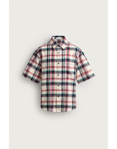 자라 릴렉스핏 텍스처 체크 반팔 셔츠 3772/305/330 MULTICOLOURED