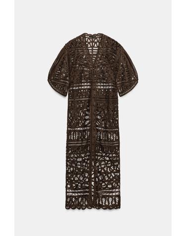 자라 크로셰 브이넥 롱 원피스 4786/252/700 BROWN