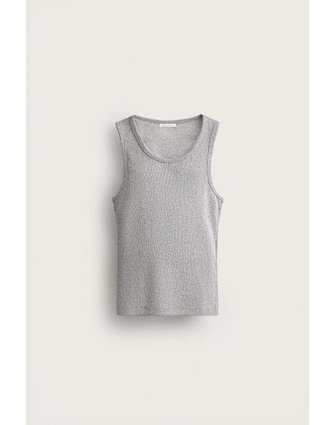 자라 슬림핏 베이직 골지 민소매 티셔츠 4087/450/803 GREY MARL