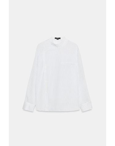 자라 빕 프론트 라운드넥 긴팔 셔츠 1234/792/060 WHITE / NAVY