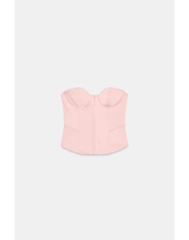 자라 새틴 하트넥 코르셋 스타일 탑 3067/026/621 PASTEL PINK