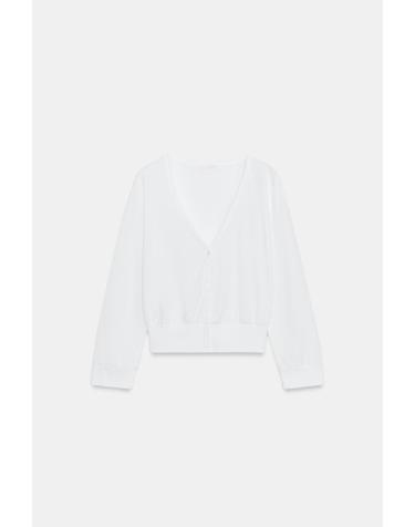 자라 브이넥 버튼업 긴팔 탑 0858/716/250 WHITE