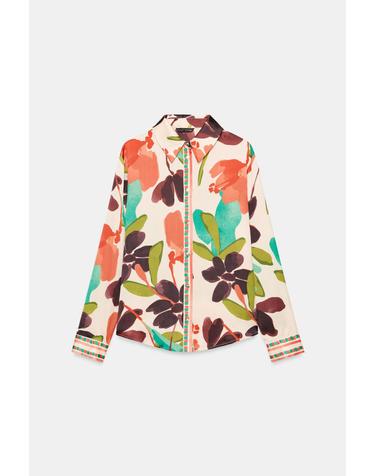 자라 플로럴 프린트 새틴 긴팔 셔츠 1165/152/330 MULTICOLOURED
