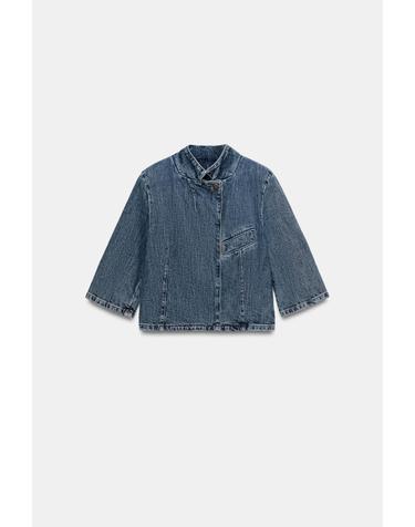 자라 크롭 반팔 데님 블레이저 자켓 4001/058/407 BLUE