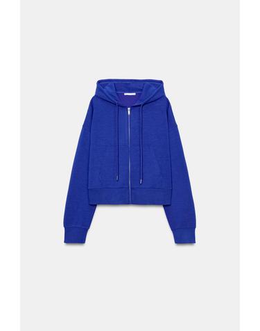 자라 인터록 집업 후드 스웨트셔츠 3641/814/420 BLUISH