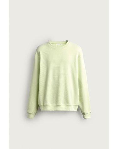 자라 와플 니트 텍스처 크루넥 맨투맨 5372/320/570 LIGHT LIME GREEN