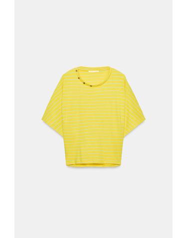 자라 스트라이프 코튼 린넨 반팔 티셔츠 3253/116/300 YELLOW