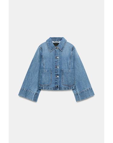 자라 크롭 와이드 소매 포켓 데님 자켓 7147/230/427 MID-BLUE