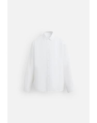 자라 리넨코튼 혼방 베이직 화이트 긴팔셔츠 0975/785/250 WHITE