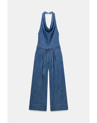 자라 오픈백 홀터넥 벨트 점프수트 7905/841/405 INDIGO