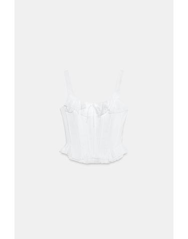 자라 러플 코르셋 스트랩 탑 5063/004/250 WHITE