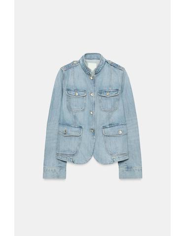 자라 플랩 포켓 스탠드 칼라 데님 자켓 8727/270/400 BLUE