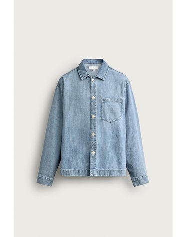자라 박시핏 린넨 혼방 데님 긴팔 셔츠 3467/310/427 MID-BLUE