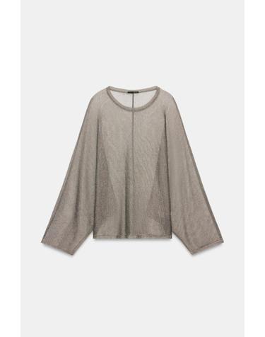 자라 메탈릭 얀 라운드넥 긴팔 탑 2298/800/836 DARK SILVER