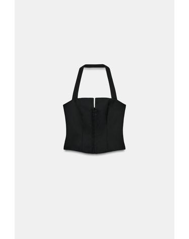 자라 홀터넥 코르셋 탑 4661/005/800 BLACK