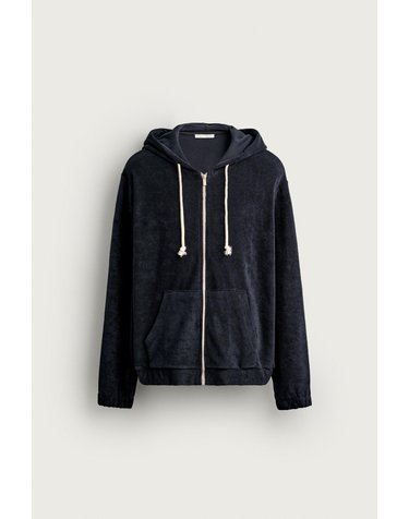 자라 릴렉스핏 타월 포켓 후드 집업 5372/312/401 NAVY BLUE