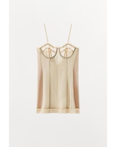 자라 레이스 언더와이어 미니 원피스 1758/707/075 ECRU / BEIGE