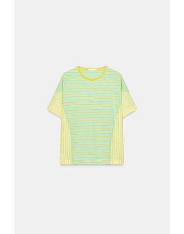 자라 스트라이프 코튼 린넨 반팔 티셔츠 4424/111/519 WASHED GREEN