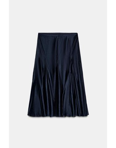 자라 A라인 플루이드 미디 스커트 2183/248/401 NAVY BLUE