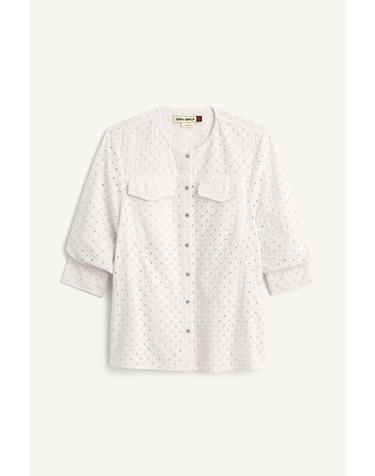 자라 컷워크 자수 배트윙 소매 셔츠 7837/200/423 PASTEL BLUE