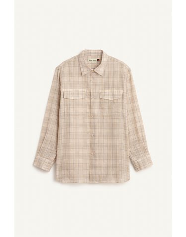 자라 체크 플랩 포켓 릴렉스핏 긴팔 셔츠 6077/001/710 BEIGE
