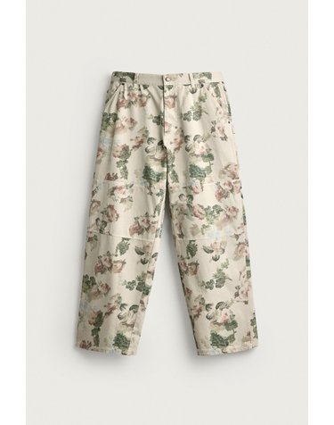 자라 플로럴 프린트 릴렉스핏 카펜터 팬츠 5015/314/519 WASHED GREEN
