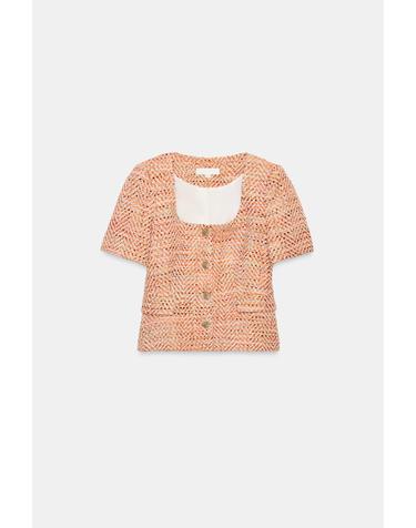 자라 텍스처 패브릭 반팔 블레이저 7809/480/615 ORANGE