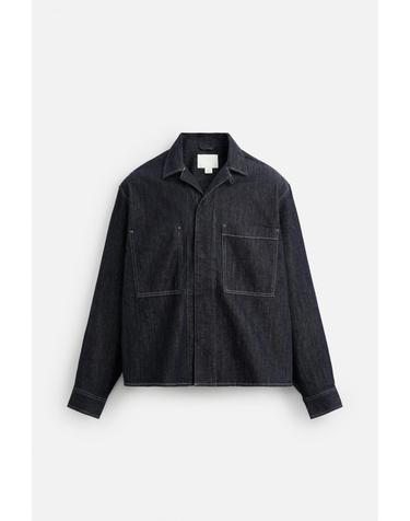 자라 탑스티치 데님 셔츠 6987/415/400 BLUE