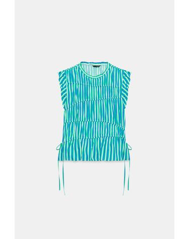 자라 스트라이프 러플 민소매 탑 2587/152/104 STRIPED