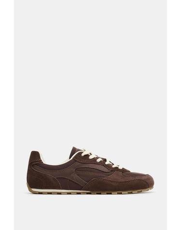 자라 혼합 소재 레이스업 스니커즈 5038/710/700 BROWN