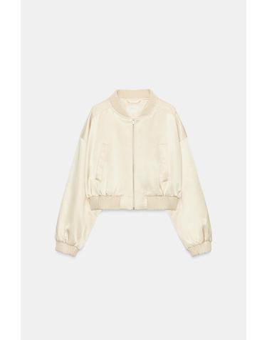 자라 새틴 크롭 봄버 자켓 5320/703/710 BEIGE