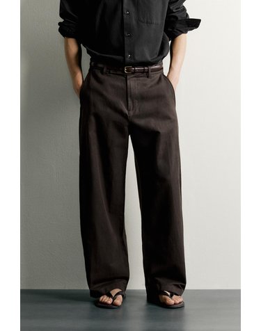 자라 배럴핏 린넨 혼방 팬츠 1195/328/753 CHOCOLATE BROWN
