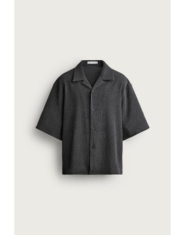 자라 릴렉스핏 텍스처 볼링카라 반팔 셔츠 7380/360/801 ANTHRACITE GREY