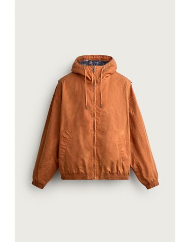 자라 왁스드 릴렉스핏 후드 집업 자켓 2006/302/642 DARK ORANGE