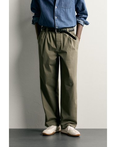 자라 릴렉스핏 플리츠 코튼 팬츠 1063/443/505 KHAKI