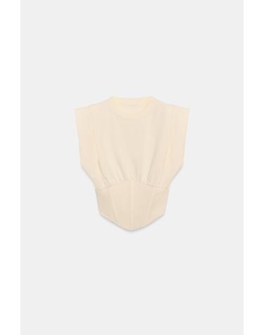 자라 코르셋 디자인 민소매 크롭 탑 0085/803/712 ECRU